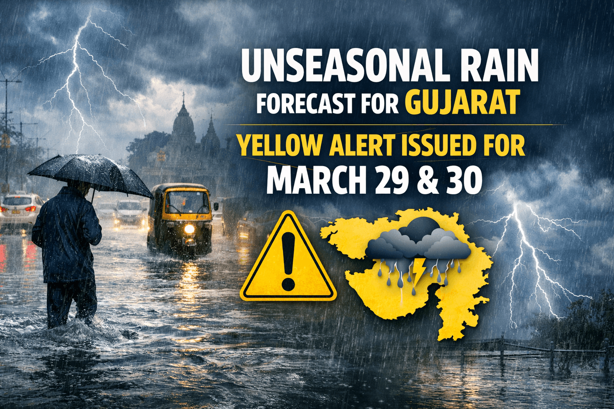Unseasonal Rain Forecast for Gujarat: Yellow Alert Issued for March 29 and 30