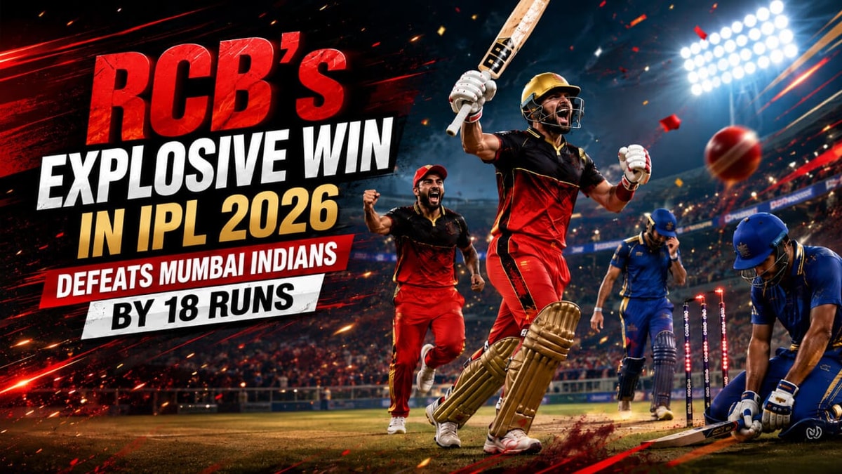 RCB’s explosive win in IPL 2026, defeats Mumbai Indians by 18 runs, Kohli-Patidar’s aggressive batting and high drama in the match