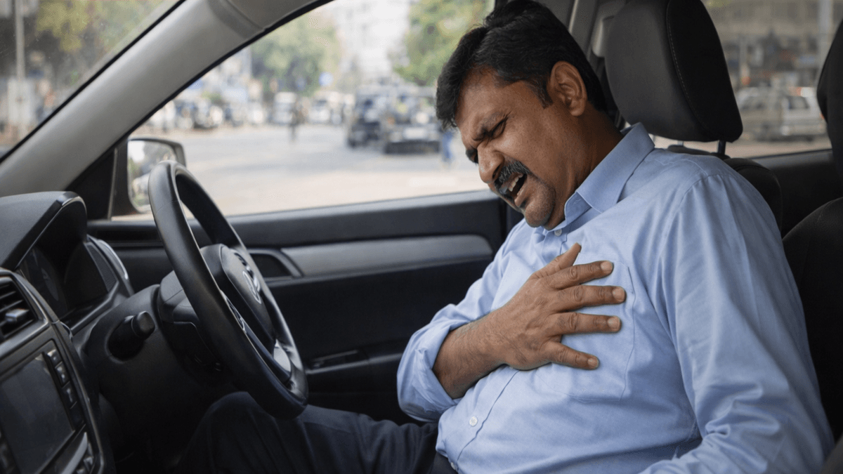 Man Dies of Heart Attack While Driving in Ahmedabad Man Dies of Heart Attack While Driving in Ahmedabad