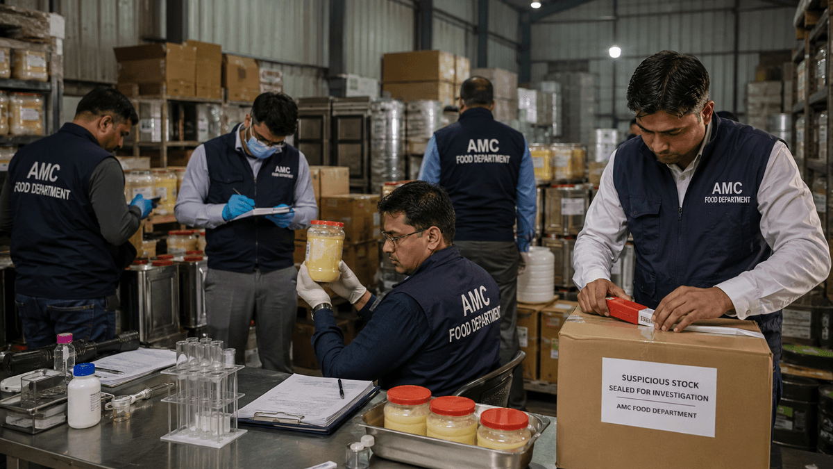 Major Action Against Suspected Duplicate Ghee in Ahmedabad, 4.8 Ton Stock Seized Major Action Against Suspected Duplicate Ghee in Ahmedabad, 4.8 Ton Stock Seized
