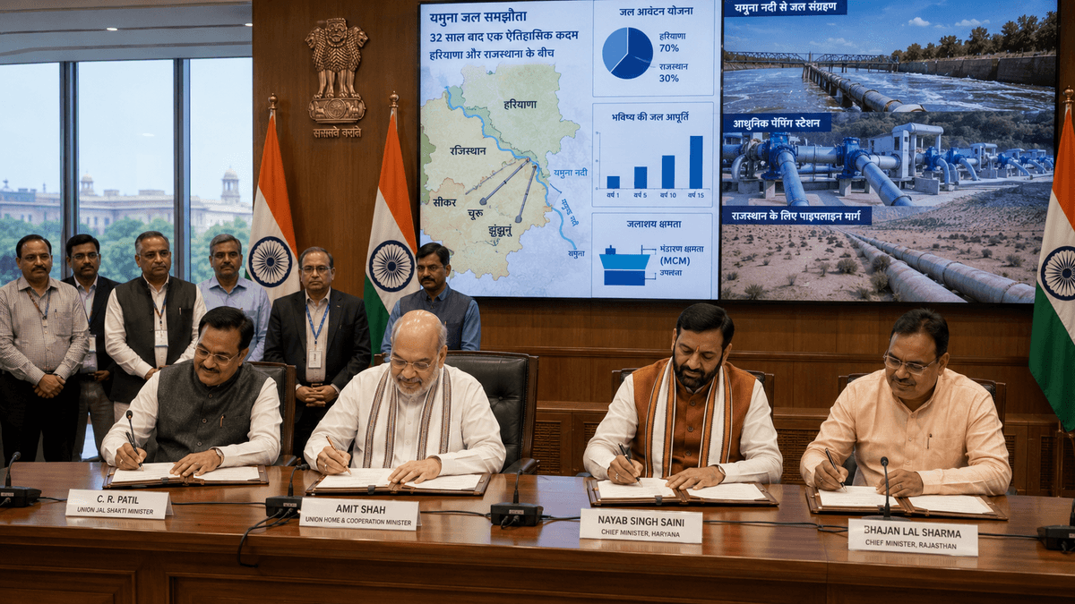 Significant Agreement for Water Distribution Between Haryana and Rajasthan Significant Agreement for Water Distribution Between Haryana and Rajasthan