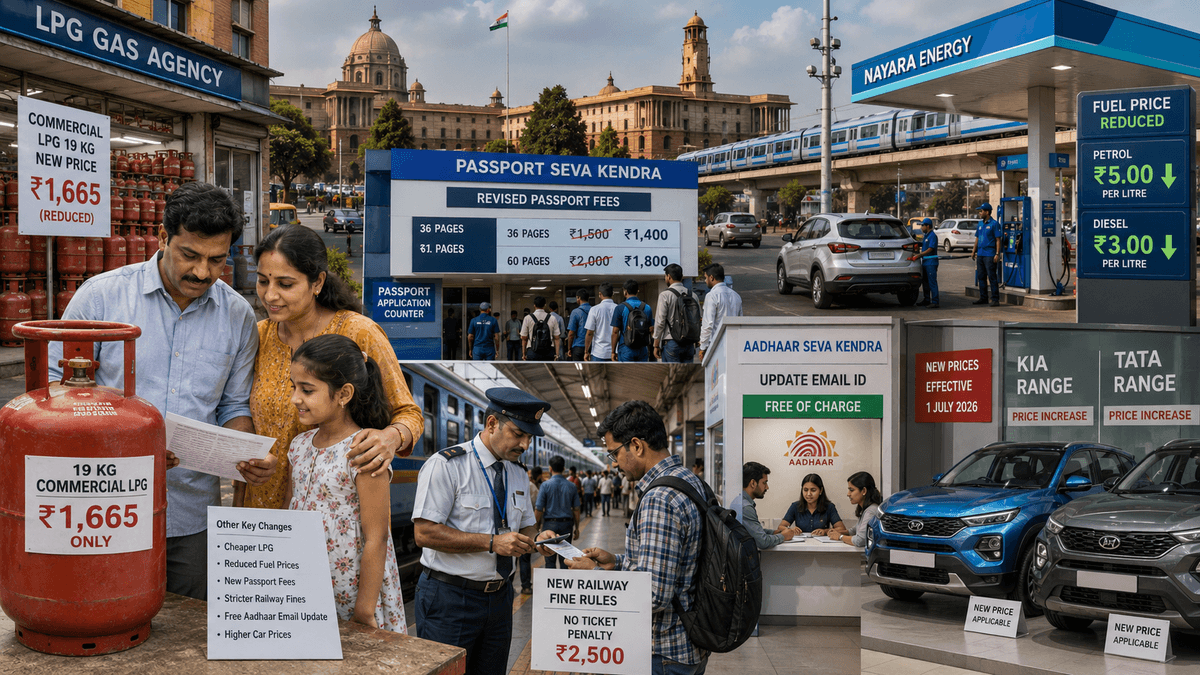Commercial LPG Cylinder Becomes Cheaper, Passport Cost Increases from Today: 7 Major Changes Effective from July Commercial LPG Cylinder Becomes Cheaper, Passport Cost Increases from Today: 7 Major Changes Effective from July
