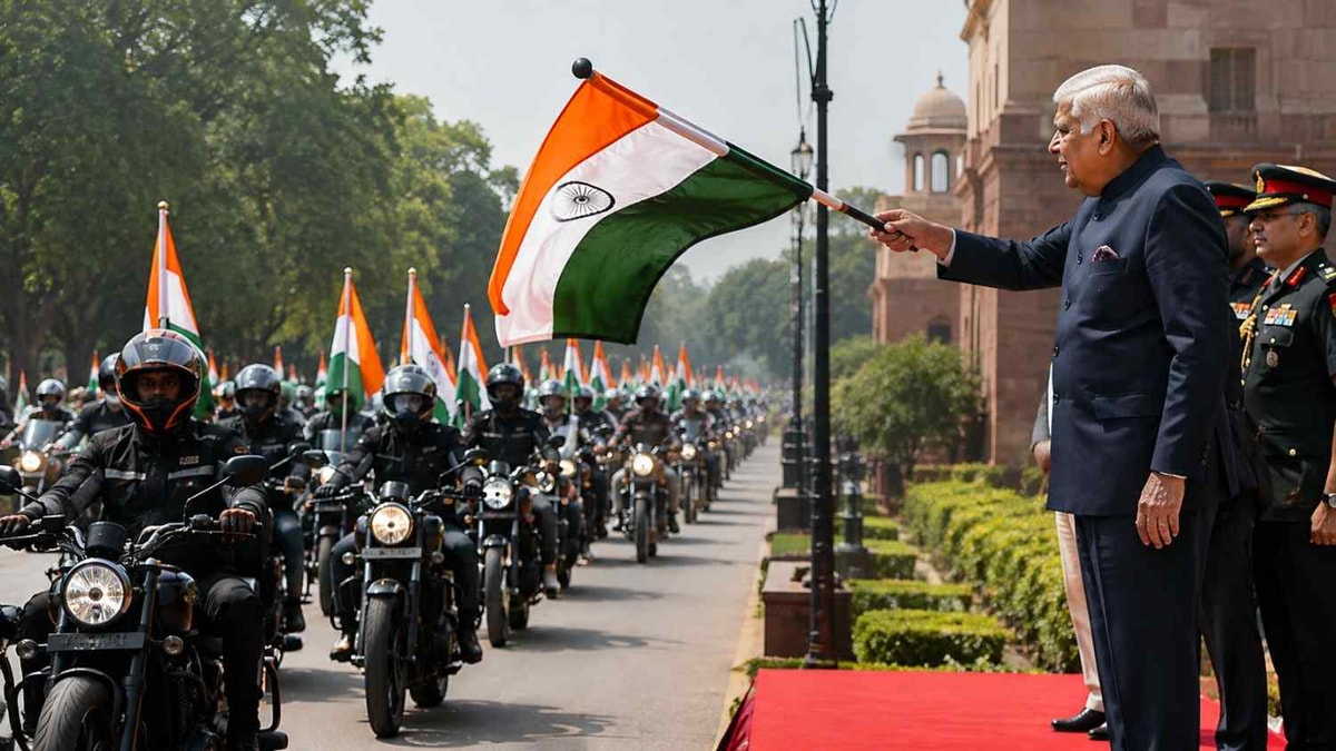 Jagdeep Dhankhar Flags Off Tiranga Bike Rally in New Delhi Jagdeep Dhankhar Flags Off Tiranga Bike Rally in New Delhi