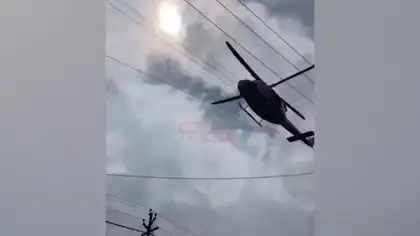Chaos in Jhansi During Flower Shower as Helicopter Rotor Wash Knocks Pedestrians and Bikers Down