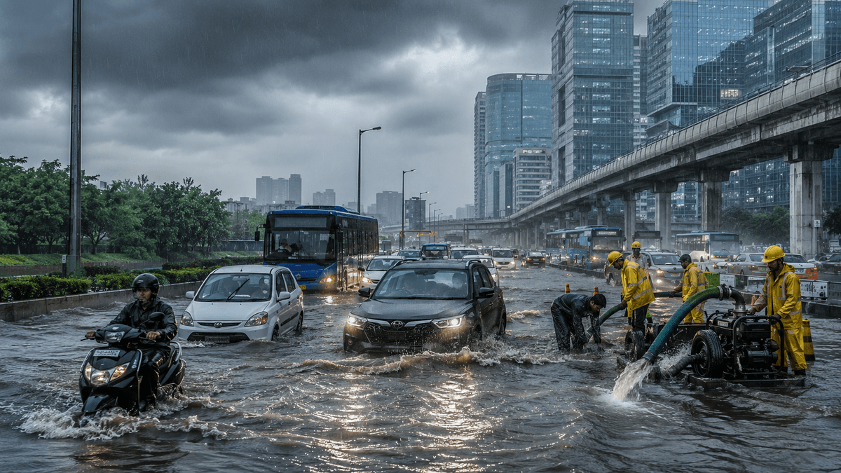 Heavy Rain Triggers Waterlogging Traffic Chaos in Delhi-NCR Gurugram Advises WFH Heavy Rain Triggers Waterlogging Traffic Chaos in Delhi-NCR Gurugram Advises WFH