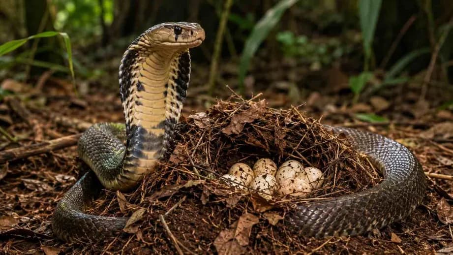 Female King Cobra Shows Remarkable Nest Building and Maternal Instincts Female King Cobra Shows Remarkable Nest Building and Maternal Instincts