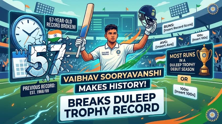 Vaibhav Sooryavanshi Breaks 57-Year-Old Duleep Trophy Record Vaibhav Sooryavanshi Breaks 57-Year-Old Duleep Trophy Record