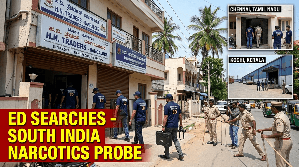ED Conducts Searches at 30 Premises Across South India in Narcotics Probe ED Conducts Searches at 30 Premises Across South India in Narcotics Probe