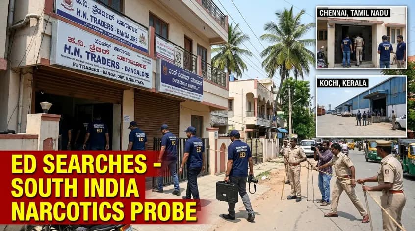 ED Conducts Searches at 30 Premises Across South India in Narcotics Probe ED Conducts Searches at 30 Premises Across South India in Narcotics Probe