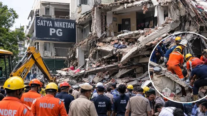 Six Killed in Satya Niketan PG Collapse as Rescue Operations Continue Six Killed in Satya Niketan PG Collapse as Rescue Operations Continue