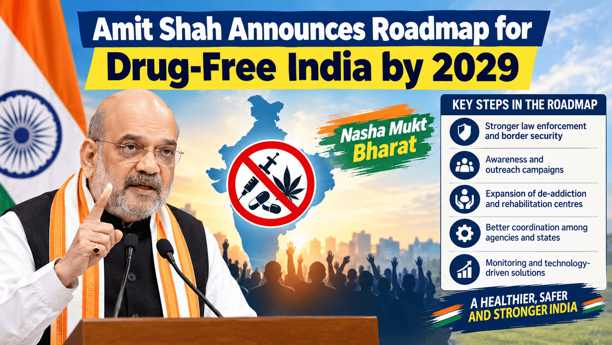 Amit Shah Announces Roadmap for Drug-Free India by 2029 Amit Shah Announces Roadmap for Drug-Free India by 2029