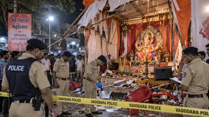 Attack on Ganesh Pandal in Vadodara, Police Launch Investigation Attack on Ganesh Pandal in Vadodara, Police Launch Investigation