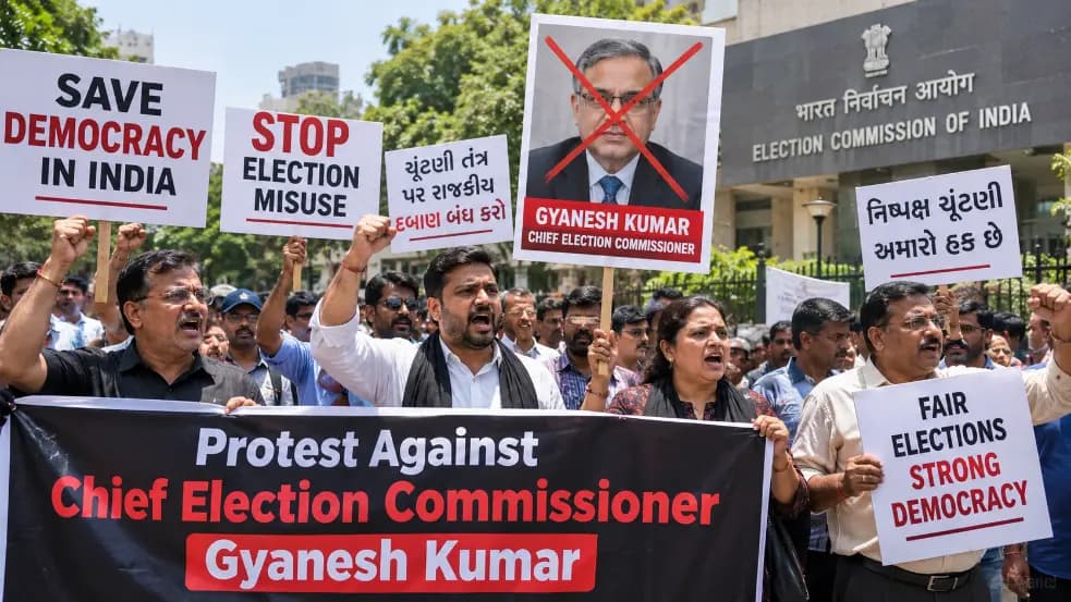 Protests Against Chief Election Commissioner Gyanesh Kumar in Ahmedabad Protests Against Chief Election Commissioner Gyanesh Kumar in Ahmedabad