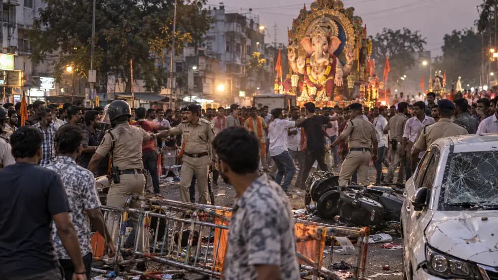 Violent Altercation During Ganesh Chaturthi in Vadodara Violent Altercation During Ganesh Chaturthi in Vadodara