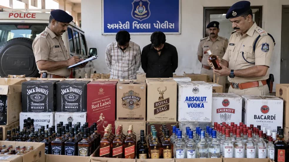 Major Raid on Foreign Liquor in Amreli Two Bootleggers Arrested Major Raid on Foreign Liquor in Amreli Two Bootleggers Arrested