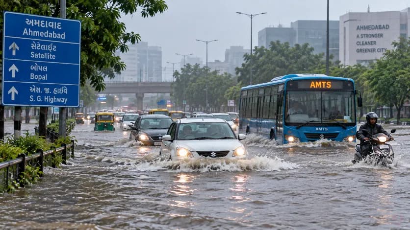 Severe Flooding Crisis Due to Heavy Rainfall in Ahmedabad Severe Flooding Crisis Due to Heavy Rainfall in Ahmedabad