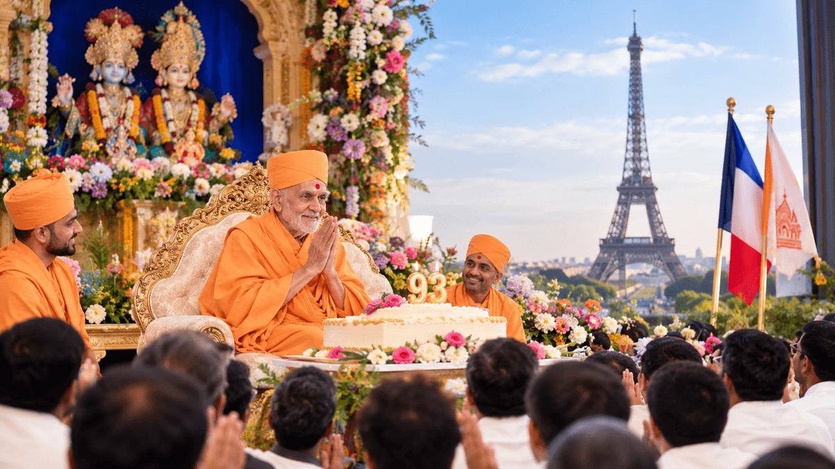 Historic Celebration of Mahant Swami Maharaj's 93rd Birthday in France Historic Celebration of Mahant Swami Maharaj's 93rd Birthday in France