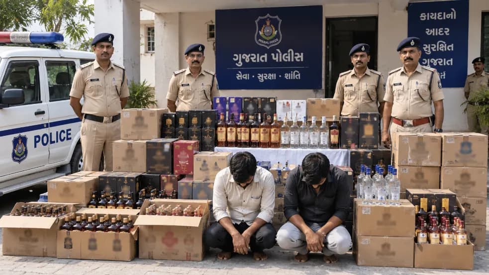 Police Success Against Illegal Liquor Trafficking in Gujarat Police Success Against Illegal Liquor Trafficking in Gujarat