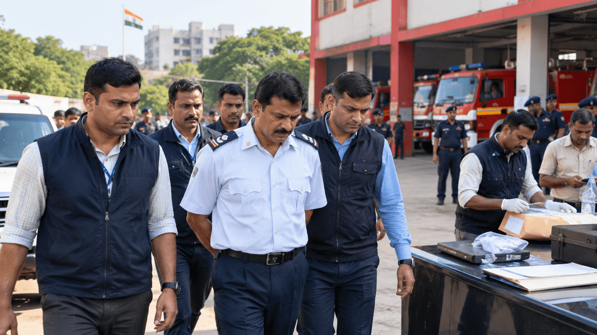 ACB Operation in Gandhinagar Fire Department, Arrest of Chief Fire Officer Rajesh Patel ACB Operation in Gandhinagar Fire Department, Arrest of Chief Fire Officer Rajesh Patel