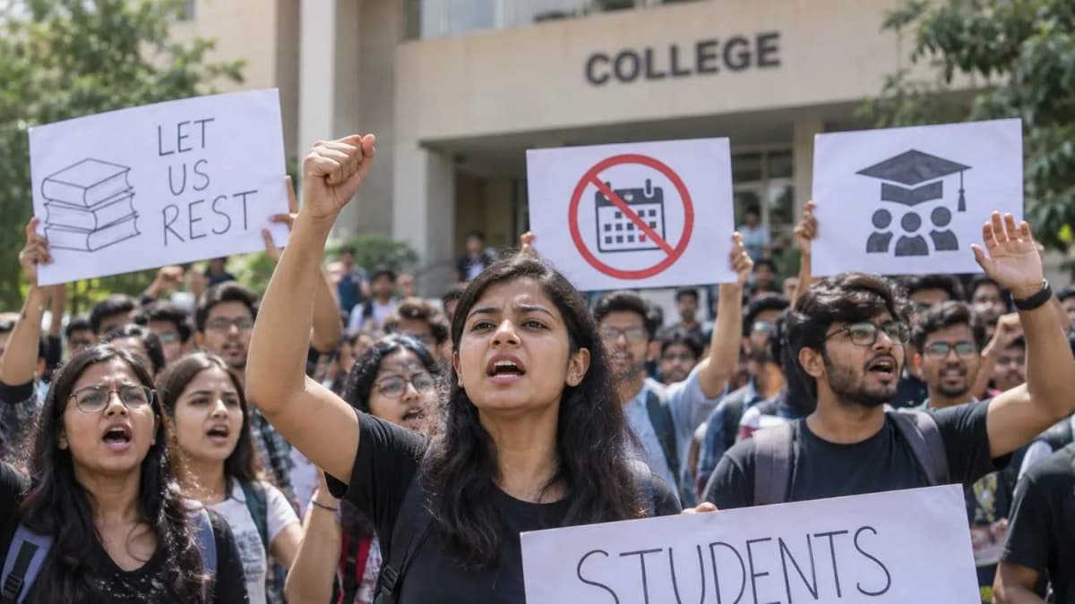 Ahmedabad College Students Protest Mandatory Post Exam Events Ahmedabad College Students Protest Mandatory Post Exam Events