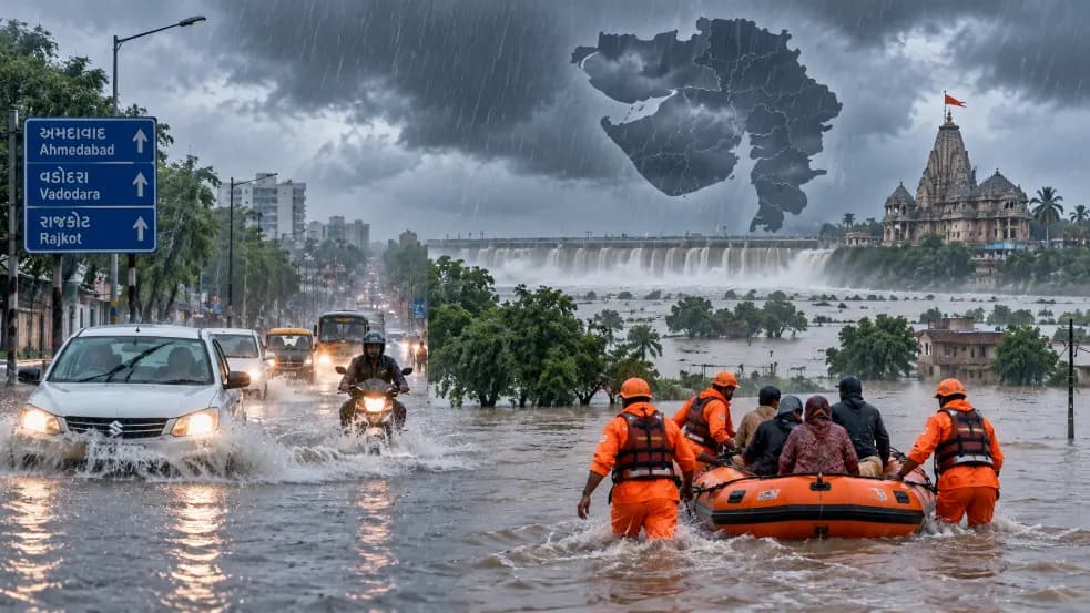 Heavy Rain Affects 172 Talukas in Gujarat, Red Alerts Issued Heavy Rain Affects 172 Talukas in Gujarat, Red Alerts Issued