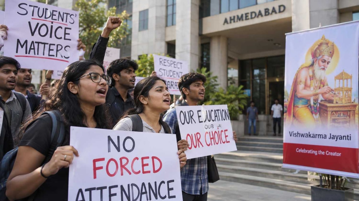 Ahmedabad Students Protest Mandatory Attendance for Vishwakarma Jayanti Ahmedabad Students Protest Mandatory Attendance for Vishwakarma Jayanti
