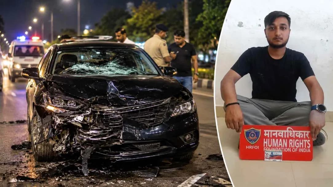 Fake Human Rights Official Runs Over Two People in Gota Ahmedabad Fake Human Rights Official Runs Over Two People in Gota Ahmedabad