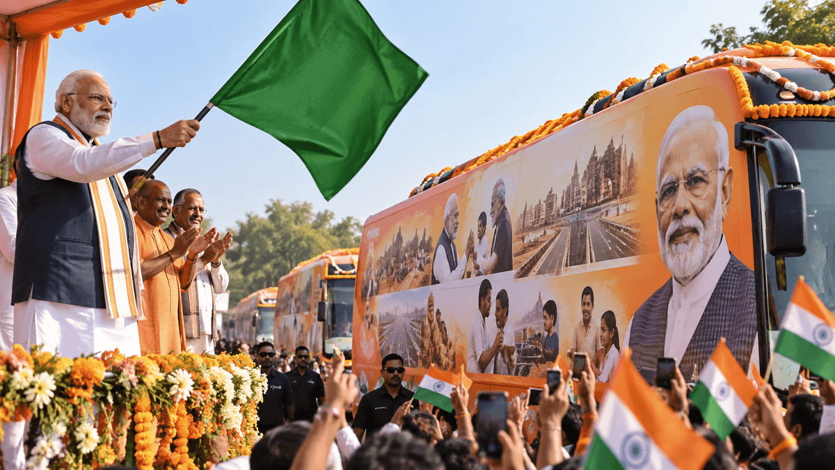 Launch of Service Sankalp Yatra on Modi's 25 Years in Public Life Launch of Service Sankalp Yatra on Modi's 25 Years in Public Life