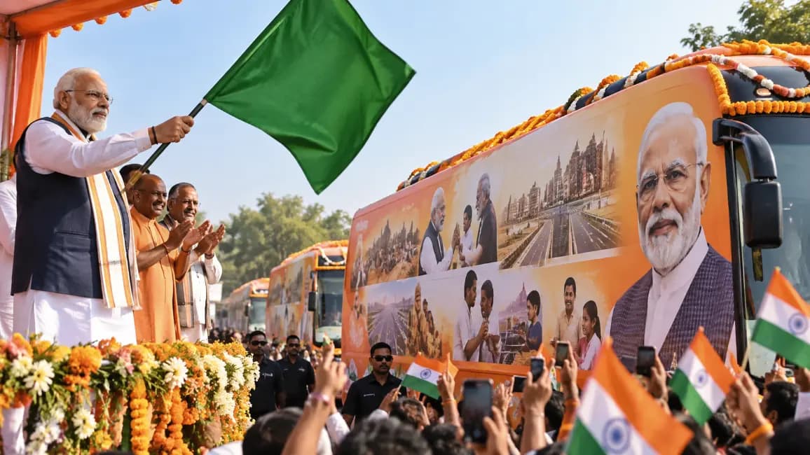 Launch of Service Sankalp Yatra on Modi's 25 Years in Public Life Launch of Service Sankalp Yatra on Modi's 25 Years in Public Life