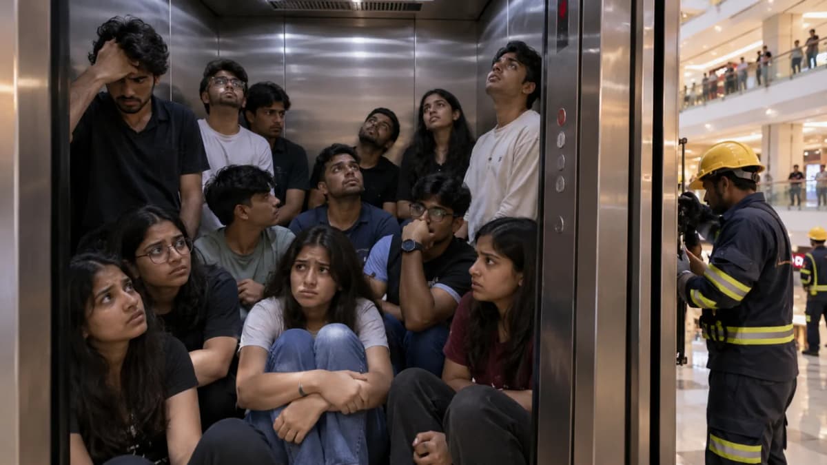 13 Friends Trapped in Elevator at Udhna Mall for 45 Minutes 13 Friends Trapped in Elevator at Udhna Mall for 45 Minutes