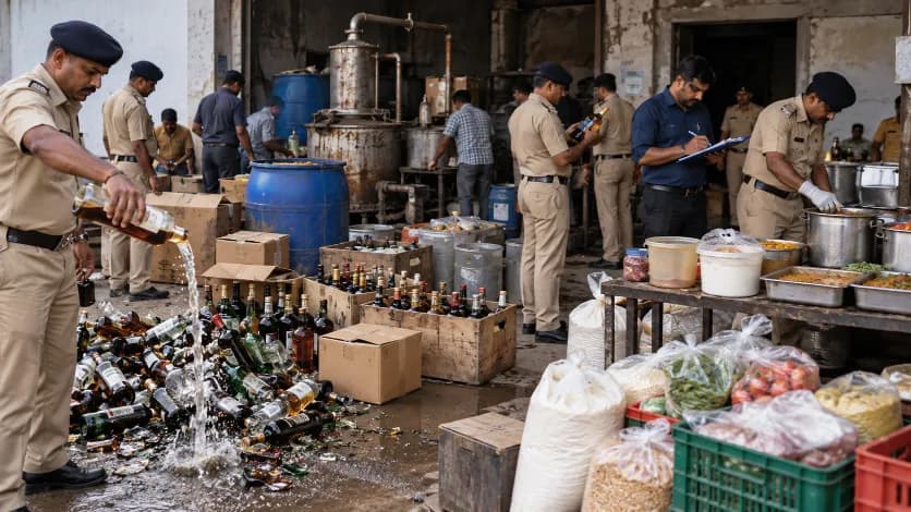 Crackdown on Illegal Liquor and Food Operations in Rajkot Crackdown on Illegal Liquor and Food Operations in Rajkot
