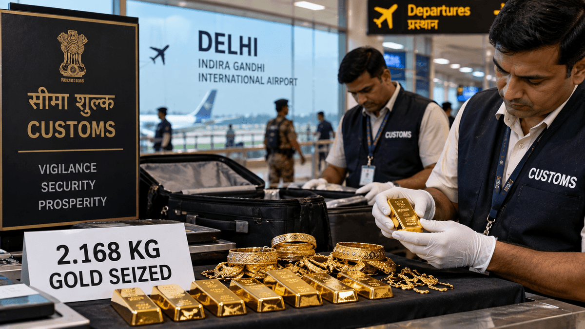 2.168 Kilograms of Gold Seized at Delhi Airport 2.168 Kilograms of Gold Seized at Delhi Airport