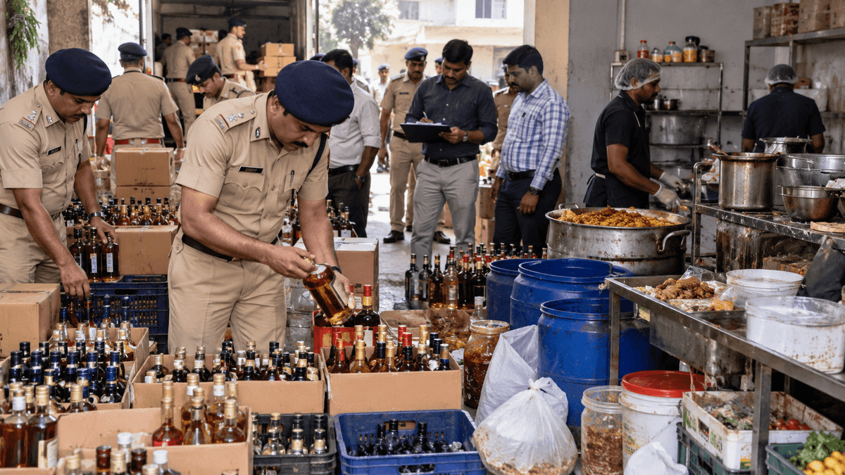 Crackdown on Illegal Liquor and Food Operations in Rajkot Crackdown on Illegal Liquor and Food Operations in Rajkot