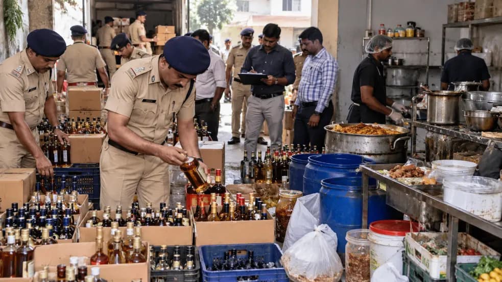 Crackdown on Illegal Liquor and Food Operations in Rajkot Crackdown on Illegal Liquor and Food Operations in Rajkot