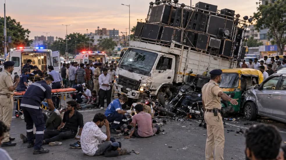 DJ Vehicle Accident in Rajkot: 10 Injured DJ Vehicle Accident in Rajkot: 10 Injured