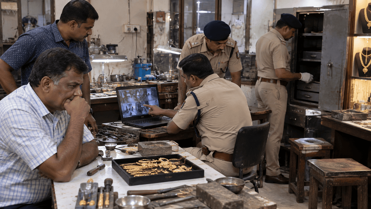 Theft of ₹20 Lakh Gold from Jeweller in Shahibaug Theft of ₹20 Lakh Gold from Jeweller in Shahibaug