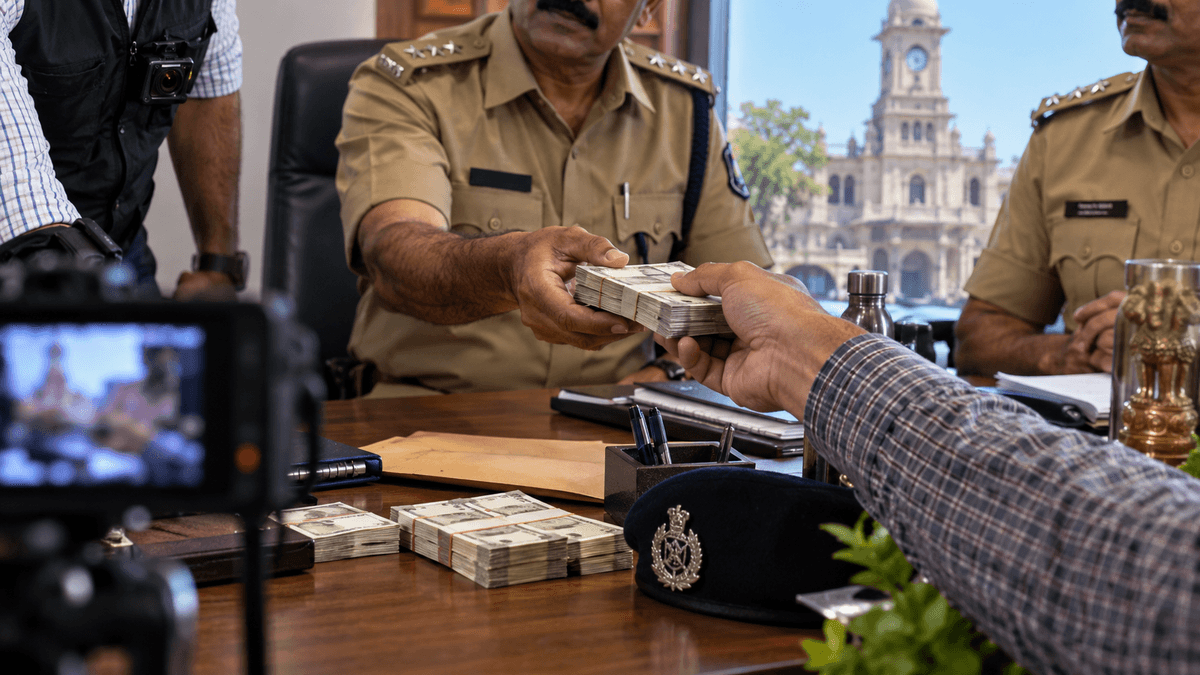 Police Officers Caught Accepting Bribe in Rajkot Police Officers Caught Accepting Bribe in Rajkot