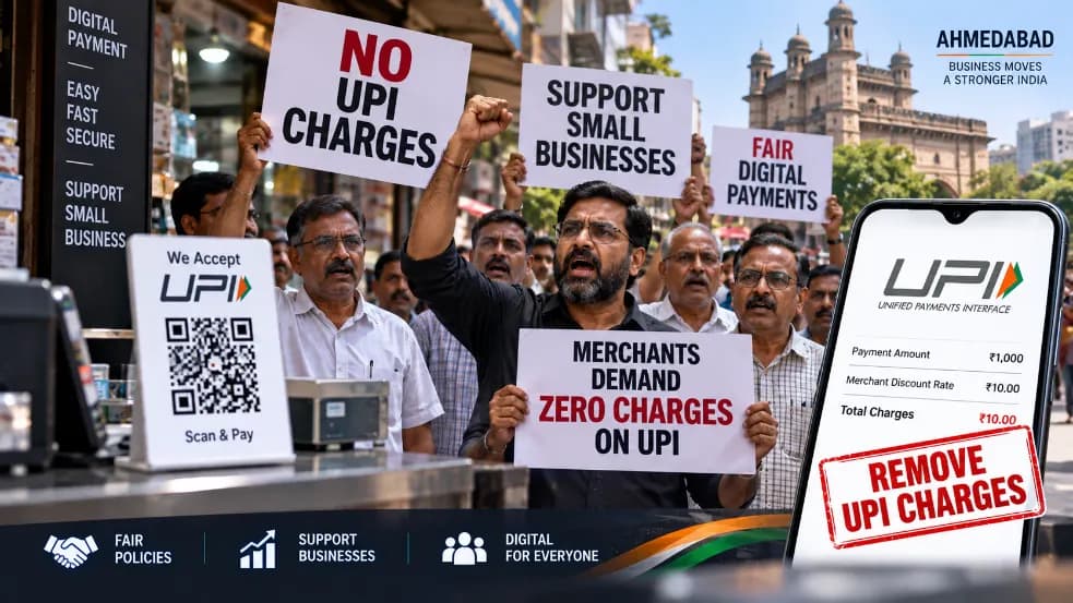 Ahmedabad Merchants Protest Against UPI Charges