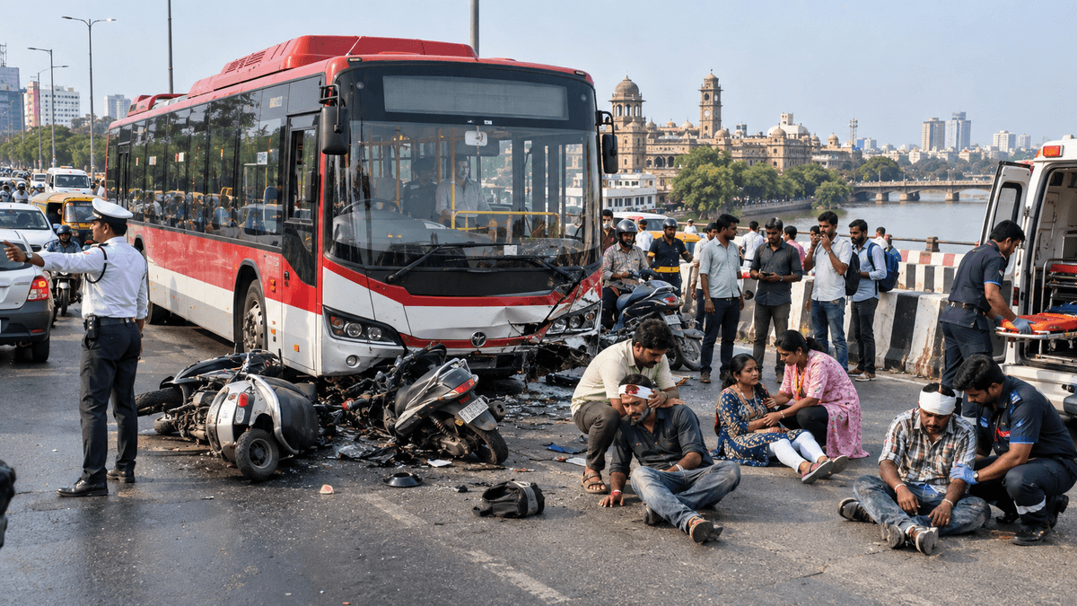 4 Injured in AMTS Bus Accident in Ahmedabad 4 Injured in AMTS Bus Accident in Ahmedabad
