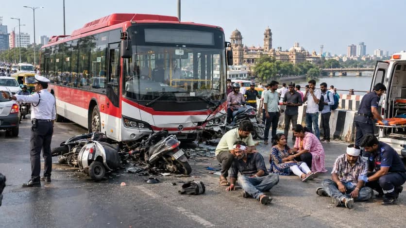 4 Injured in AMTS Bus Accident in Ahmedabad
