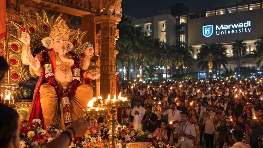 Marwadi University Hosts Grand Maha Aarti for Ganesh Chaturthi