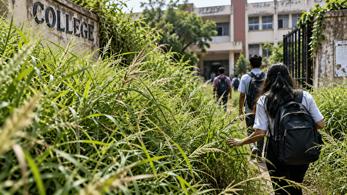 Students' Safety at Risk Due to Overgrown Grass in Rajkot College Students' Safety at Risk Due to Overgrown Grass in Rajkot College