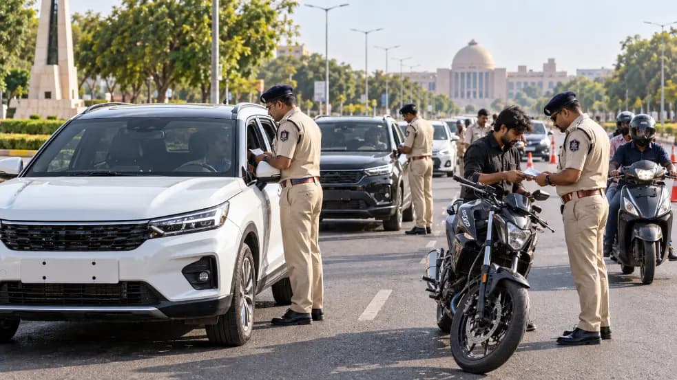 Crackdown on Vehicles Without Number Plates in Gandhinagar Crackdown on Vehicles Without Number Plates in Gandhinagar