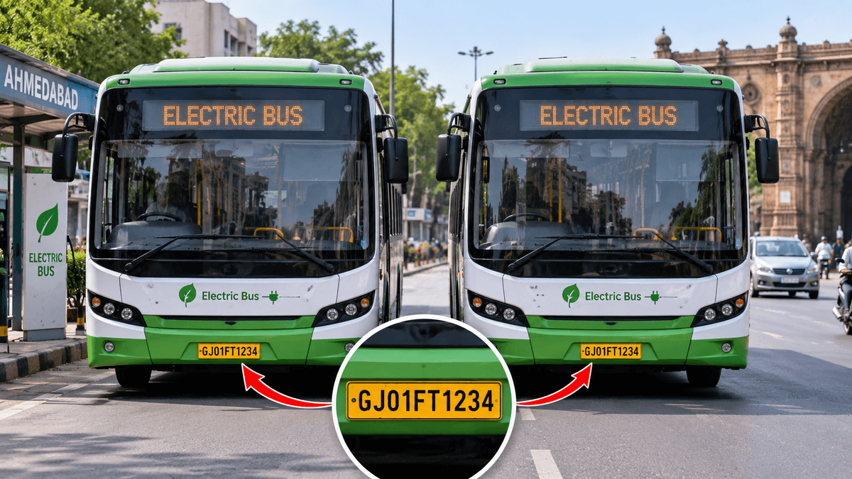 Two Electric Buses Operating with Same Registration Number in Ahmedabad Two Electric Buses Operating with Same Registration Number in Ahmedabad
