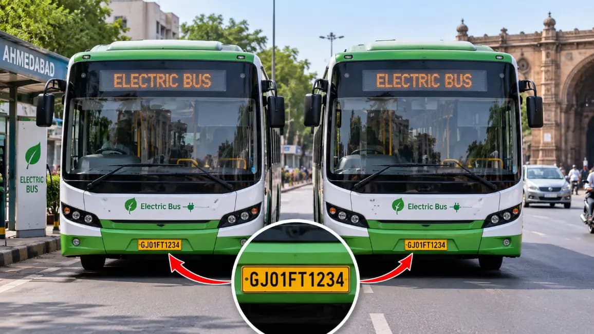 Two Electric Buses Operating with Same Registration Number in Ahmedabad Two Electric Buses Operating with Same Registration Number in Ahmedabad