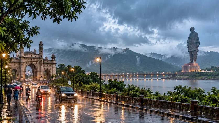 Rainy Weather Creates Captivating Scenes in Gujarat