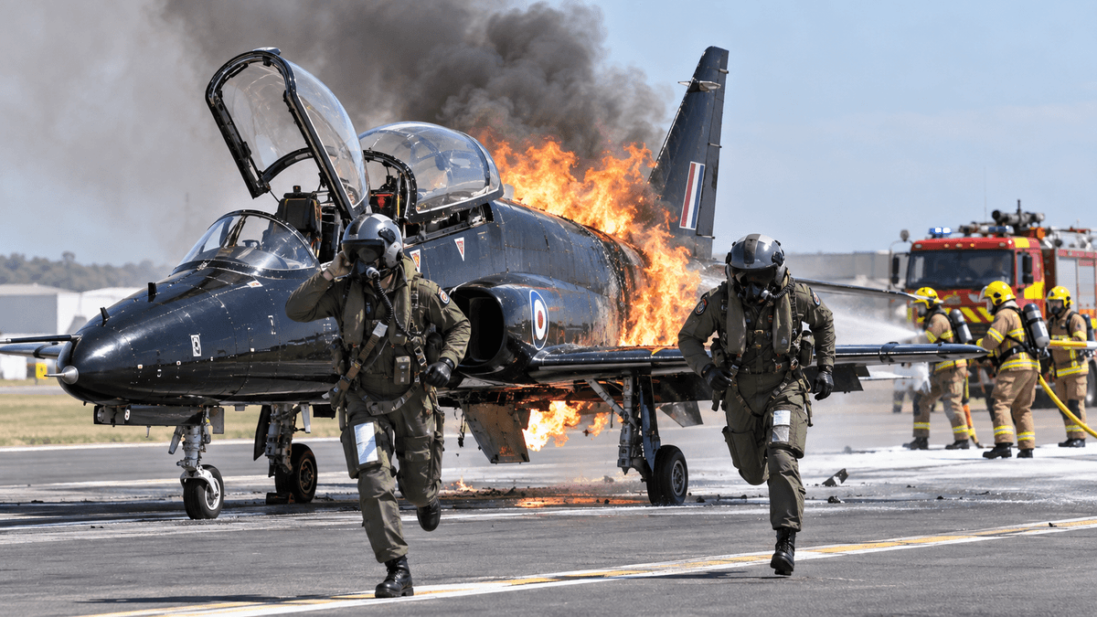 Fire Breaks Out on RAF Hawk T2 During Flight Fire Breaks Out on RAF Hawk T2 During Flight