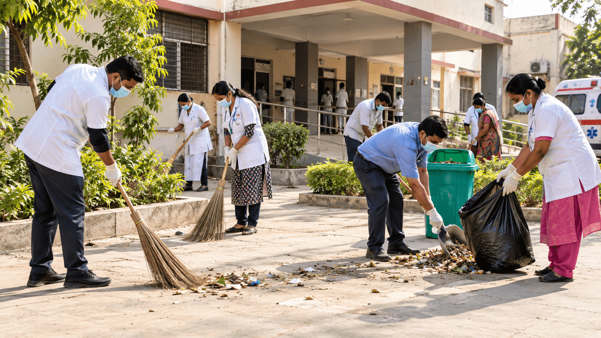 Cleanliness Drive Organized at Kalol Health Center Cleanliness Drive Organized at Kalol Health Center