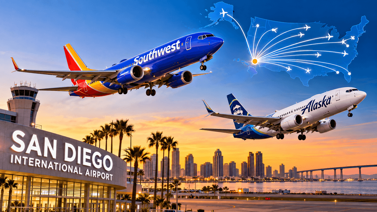 San Diego Gains 17 New Nonstop Flights From Southwest and Alaska Airlines San Diego Gains 17 New Nonstop Flights From Southwest and Alaska Airlines