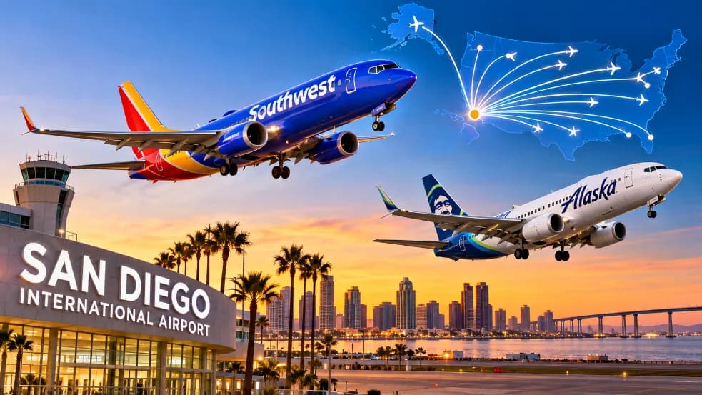 San Diego Gains 17 New Nonstop Flights From Southwest and Alaska Airlines San Diego Gains 17 New Nonstop Flights From Southwest and Alaska Airlines